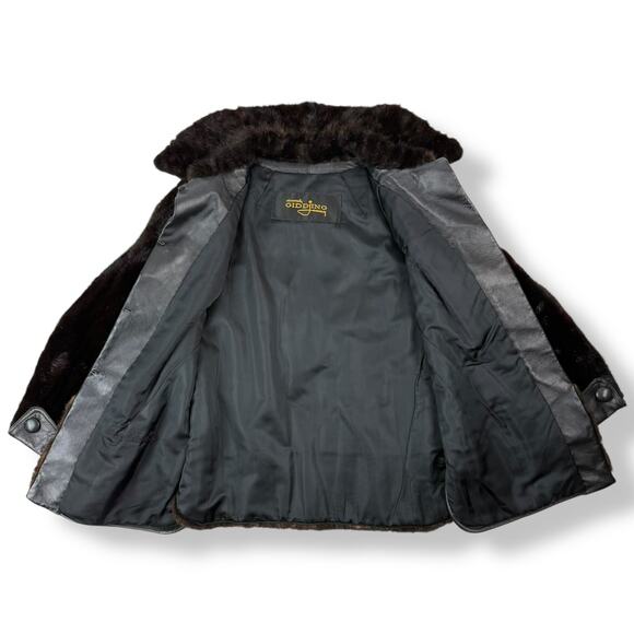 1960's PIERRE CARDIN rare genuine mink fur black leather mod coat BOUTIQUE FURS - Picture 10 of 16